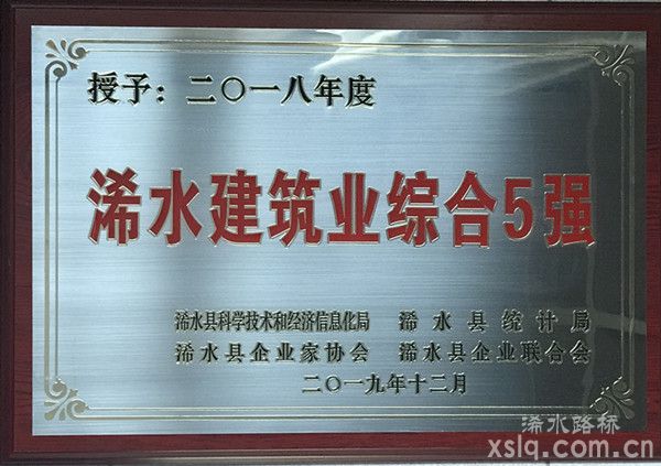 2018年度：浠水建筑業(yè)綜合5強(qiáng)